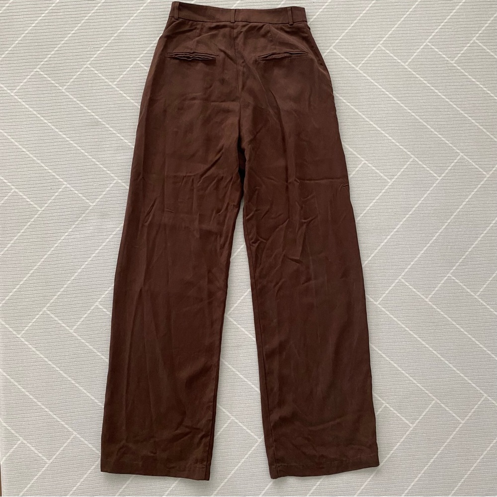 Reformation Chocolate Brown Mason Wide Leg Pants Women’s Size 4 - Picture 7 of 7